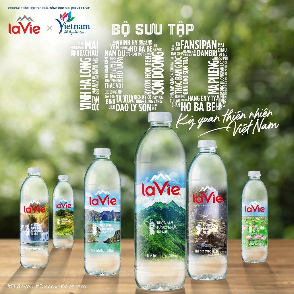 Chiêm ngưỡng 100 kỳ quan thiên nhiên nổi tiếng khắp Việt Nam trên nhãn chai nước khoáng. (Nguồn ảnh: bnews.vn)
